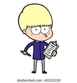 nervous cartoon boy