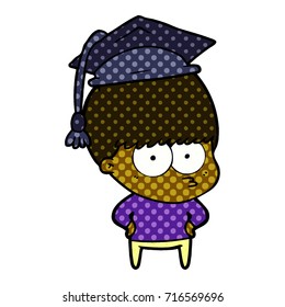 nervous cartoon boy