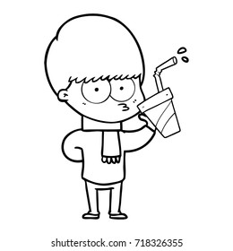 nervous cartoon boy
