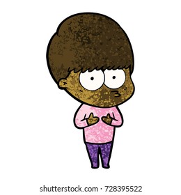 nervous cartoon boy