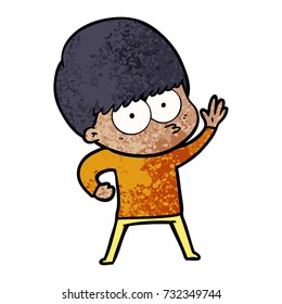 nervous cartoon boy