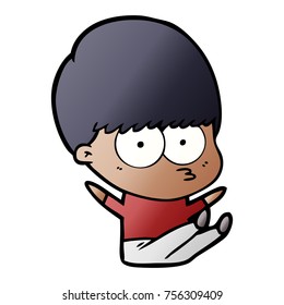 nervous cartoon boy