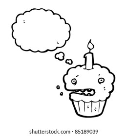 nervous cartoon cupcake