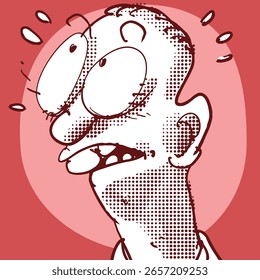 Retrato nervioso del hombre de la historieta, Ilustración vectorial