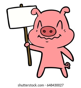 nervous cartoon pig