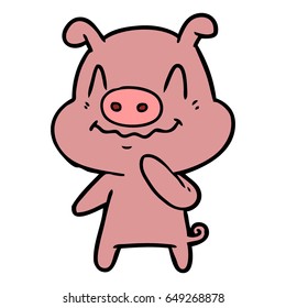 nervous cartoon pig