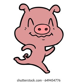 cerdo de dibujos animados nerviosos