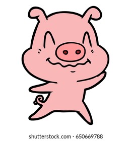 cerdo de dibujos animados nerviosos