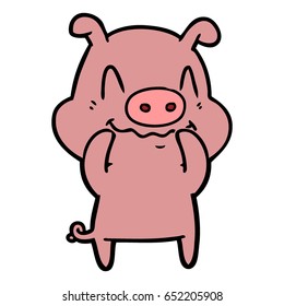 nervous cartoon pig