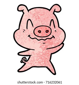 nervous cartoon pig