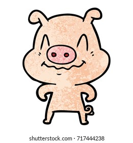 nervous cartoon pig