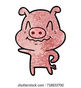 nervous cartoon pig