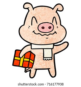 Nervenkartoon Schwein mit Gegenwart