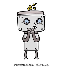 nervous cartoon robot