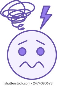 Nervous Colored Icon. Anxious Face Vector Icon. Emotions, Mental Health, Mental Health. Mood Concept