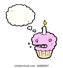 desenho animado do cupcake nervoso