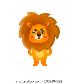 Nervous cute colorful kid lion after morning wake up