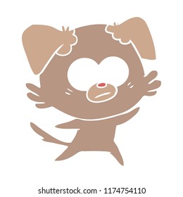 nervous dog flat color style cartoon