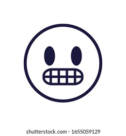 Nervioso emoji cara plana diseño ícono de estilo plano, expresión de caricatura tierno personaje emoticono perfil juguete facial adorable y tema de medios sociales Ilustración vectorial