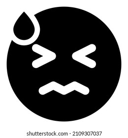 Nervous Emoticon Icon With Black Color