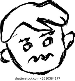 nervous face icon in Doodle style 