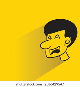 nervous face icon with shadow on yellow background