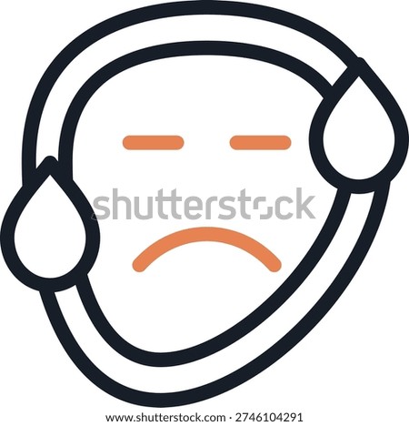 Nervous Face Line Due Icon Design