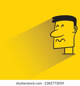 nervous face with shadow on yellow background