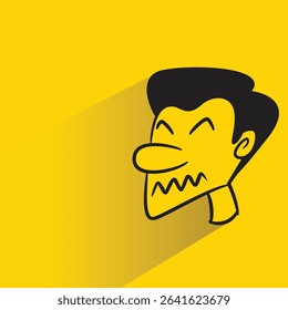 nervous face with shadow on yellow background