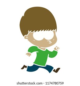 nervous flat color style cartoon boy