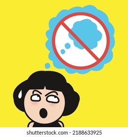 Nervous Girl Can't Control Or Stop Thinking Concept Card Character illustration
