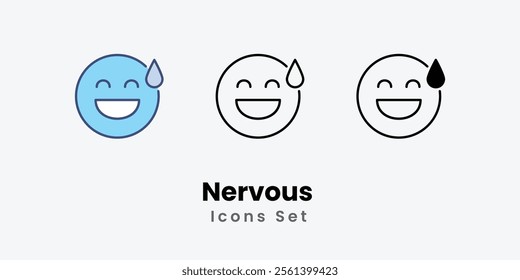 Nervous Icons thin line and glyph vector icon stock illustration