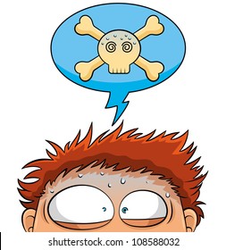 nervous person with a crossbones skull over his head (jpeg version available in my gallery)
