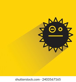 nervous sun emoji with shadow on yellow background