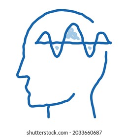 Nervous System of Head Biohacking sketch icon vector. Hand drawn blue doodle line art sign. isolated symbol illustration