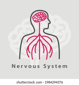 Nervous System icon. Simple element from internal organs collection. Creative Nervous System icon with brain for web design, templates, infographics. Nervous Icon Flat Isolated Vector Illustration