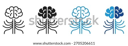 nervous system line icon set. vector illustration.