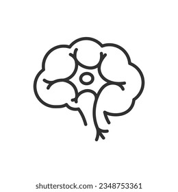 The nervous system, linear icon. Brain and neuron. Line with editable stroke