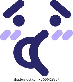 Icono de cara parlante nervioso en color neón brillante