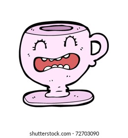 caricatura de taza de té nervioso