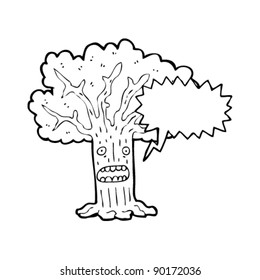 nervous tree with speech bubble cartoon