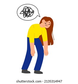 Nervous woman with mental problem feeling anxiety isolated flat vector illustration. Cartoon Neurosis and depression concept