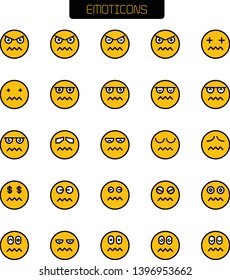 nervous and worry emoticon icons set
