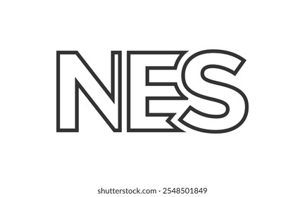 NES logo design template with strong and modern bold text. Initial based vector logotype featuring simple and minimal typography. Trendy company identity ideal for businesses brand presence.