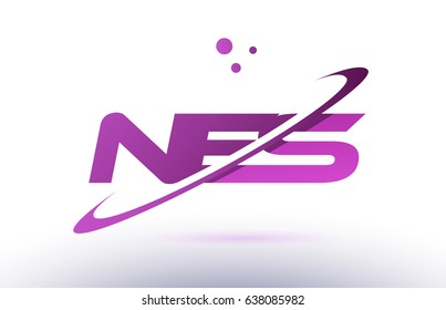 nes n e s  alphabet letter logo combination purple pink creative text dots company vector icon design template