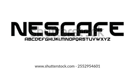 Nescafe, Modern minimal abstract alphabet fonts. Typography technology, electronic, movie, digital, music, future, logo creative font.