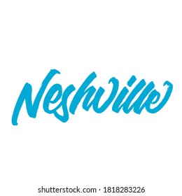 Neshville. handwritten city name. typography design. Hand written type. Simple vector sign. Vector illustration.