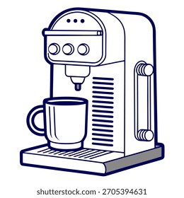 Nespresso machine line art vector on white background.