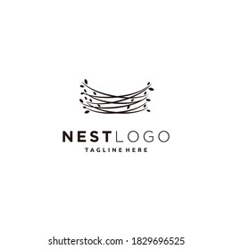 Nest bird abstract logo design icon vector