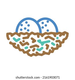nest with bird eggs color icon vector. nest with bird eggs sign. isolated symbol illustration